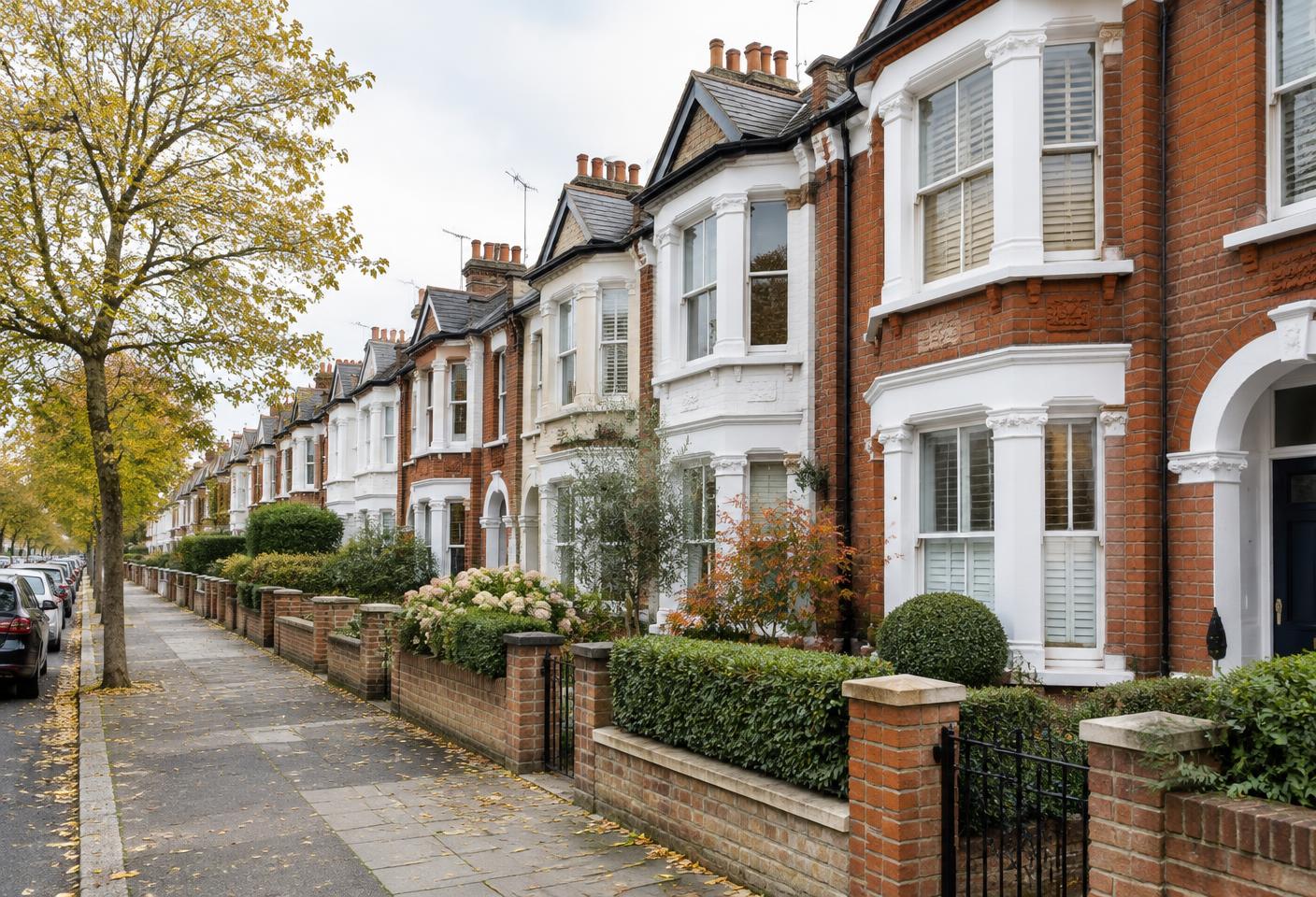 Illustrative traditional British terraced homes